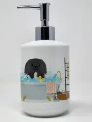 Black Pekingese in Bathtub Ceramic Soap Dispenser Hand Soap Dispenser Pump