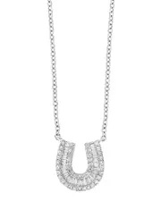 Bloomingdale's Fine Collection Diamond Baguette Horseshoe Pendant Necklace in 14K White Gold, 0.33 ct. t. w.