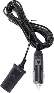 Car Charger Extension Cable, 12-24V Car Charger with Socket, Female Socket Extension, 78.7in Automobile Plug Cable for Truck Tire Inflators, Female Sockets, 3.94x1.97x1.18 inches