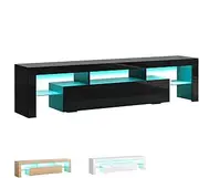 ALFORDSON TV Cabinet Stand RGB LED Night Light with 16 Colors and 4 Modes, 15mm Thick Particle Board, Modern Furniture Entertainment Unit for Living Room, Multimedia Centre, 160 x 45 x 35cm, Black