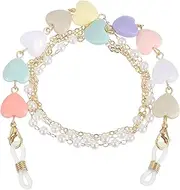 [sourcing map] Beads Eyeglass Chain, Pearl Glasses Strap Eyewear Retainer Chain Around Neck Sunglass Holder for Girls Women, Multicolor Heart, Multicolor, 70
