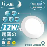 在飛比找momo購物網優惠-【KISS QUIET】超薄 12W LED崁燈 15.5c