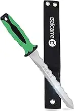 Insulation Knife, 7.8”Stainless Steel Utility Knives Double Side Blade Green Handle with Nylon Sheath for Cutting Mineral Wool and Sod Cutter Garden Knife