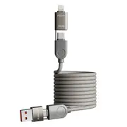 [4in1] ZUSLAB 240W Lightning Magnetic Cable Fast Charging for Apple iPhone 14 13 12 Pro Max Plus Mini Charger Cord 1.2M - Grey