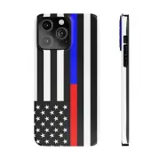 Thin Blue Red Line Flag Firefighter Police Slim Phone Case fits iPhone 14 & 15