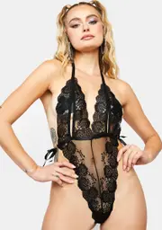 Midnight Demure Blush Lace Teddy