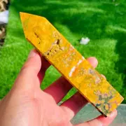 333g Natural Colorful Ocean Jasper Quartz Crystal Obelisk Point Wand Specimen