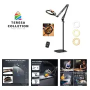 Ring Light with Stand Overhead Phone Mount Holder,10” Ring Light Tripod for i...