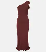 [Same] Same Knitted ruffled midi dress AU 8 brown
