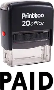 Printtoo Custom Stamp Paid Self Inking Rubber Stamp Office Stationary-Black