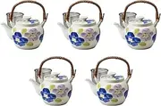 Set of 5, Set of 5, Double Color Round Flower U, No. 8 Earthenware Pot, 6.0 x 5.7 inches (15.3 x 14.5 cm), 55.1 fl oz (1,400 cc) | Arita Yakito Bottle Made in China Setomonohonpo