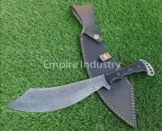 15 Inch Damascus Steel Full Tang Blade Machete Battle Ready With Sheath