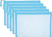 uxcell A5 Mesh Zipper Pouch Bags, 5 PCS Mesh Bags with Zipper Plastic Storage Pocket for Organizing File Beads Office Home Supplies, 18x25cm, Sky Blue