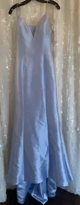NWT Sherri Hill Prom Dress Light Blue Spaghetti Strap Gown Dress Homecoming SZ 8