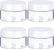 Jotia 4Pcs 120ml Clear Container With Lids, Round Leak Proof Cosmetic Jars, Wide Mouth Plastic Pot for Travel Storage, Eye Shadow, Nails