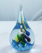 M Design Art Handcraft Glass Blue Flower Ball Paperweight PW-331