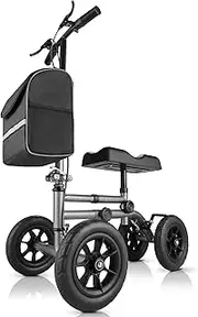 Altus All Terrain Knee Walker Scooter with 10-Inch Wheels Injury Mobility Aid Crutches Alternative Titanium