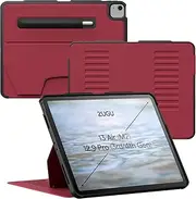 [ZUGU CASE] for iPad Air Case 13 Inch M3 2025 & M2 2024 / iPad Pro 12.9 inch (3rd/4th Gen), Slim Protective Cover with Apple Pencil Holder, 10 Viewing Angles Auto Wake/Sleep (Cherry Red)
