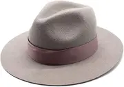 [Hcclijo] Wool Women Floppy Ribbon Fedoras Jazz Cap Winter Wide Brim Soft Felt Hat