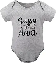 [WOOYONGING] Sassy Like My Aunt Infant Welcome Home Outfit Short Sleeve Boy Newborn Clothes White Girls Onsies3-6 Months