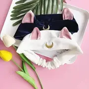 Pack of 2 Cute Plush Headbands, Sailor Moon Luna Cat Hairband Elastic Hair Head Band Tie Head Wrap for Women, Girls (Multi001)