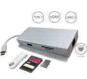 Type C to USB 3.0 HUB SD TF Card Reader HDMI RJ45 Gigabit Ethernet LAN Adapter