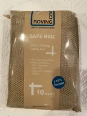 ROVING COVE Safe Rail Indoor Banister Stair Safety Net 10' x 3' Almond Brand New