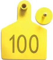 1-100 Cattle Number Ear Tags 7.5x10cm Set - XL Yellow Cow Sheep Livestock Labels