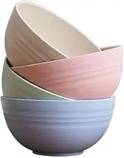 DACUAN Lightweight Wheat Straw Cereal Bowls (Small 4 PCS 4.5') Unbreakable Dinner Dishes Bowl Set Dishwasher Microwave Safe
