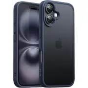 JETech Matte Case for iPhone 16 6.1-Inch, Shockproof Military Grade Drop Protection, Frosted Translucent Back Phone Cover, Anti-Fingerprint Storm Blue