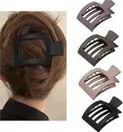 Square Flat Hair Clips, 4Pcs Square Hair Clip Square Hair Claw Clamp with Strong Hold,Flat Square Hair Clip with Strong Hold,Square Hair Clips Strong Grip Hair Clamps,Strong Grip Square Flat Hair Claw
