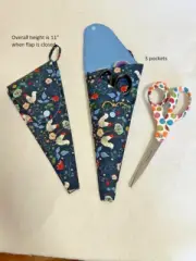 Handmade Country Calico Roosters cotton fabric Scissor holder w 3 pockets