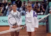 Monica Seles of Yugoslavia Steffi Graf USA pose together ahead Wom- Old Photo