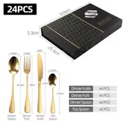 ACA 24pcs set 304 Stainless Steel Party Gift Kitchen Dinner Tableware Cutlery Set Knife Fork Spoon Teaspoon
