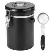 1.8L Airtight Coffee Storage Container with Spoon, Stainless Steel Design