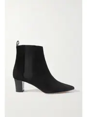 [Manolo Blahnik] Manolo Blahnik - Tirassa 50 Suede Chelsea Boots - Black - IT40 IT 40 Black