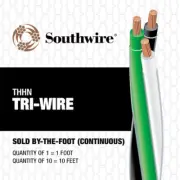 Southwire Tri-Wire 14 -AWG Black/White/Green Stranded Copper THHN wire 300-ft