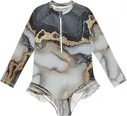 [Caihoyu] Long Sleeve Swimsuit for Girls Rash Guard Swimsuits Sun Protection Toddler Bathing Suit