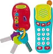 Battat – Sensory Toys – Pretend Phone & Keychain – Toddler Light-Up Phone – Toy Car Keys & Phone – 10 Months + – Light & Sound Phone + Light & Sound Keys