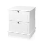 Bedside Table Bedroom Storage Nighstand Side Table 2 Drawer White Simple Design