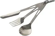 TOAKS SLV-02 Titanium 3-Pieces Cutlery Set, Semi-Polished Camping Outdoor Picnic, Household Dual-Use Fork Tableware Spoon