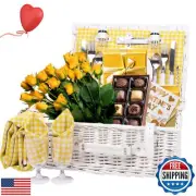 Neti Neti Wicker Picnic Basket for 4 with Insulated Cooler and Waterproof Bla