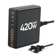 420W USB C Charger Block,10-Port Charging Station GaN Fast Charging Type C &