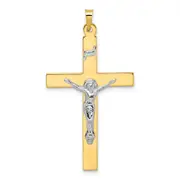 14k Two-tone Gold Solid INRI Crucifix Pendant