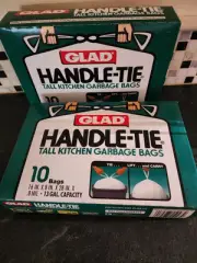 Vintage Glad Handle Tie Tall Kitchen Garbage Bags Trash 10 Pk Prop NOS 2 Boxes