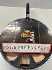 Home Trends Carbon Steel Wok Pan, 5Piece Wok & Stir-Fry Pans Set W/ Recipe Book