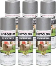 Rust-Oleum Hammered Metal Finish Spray Paint, Silver, 340 g (Pack of 6)