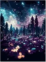 Paint by Numbers for Adults DIY Oil Paint by Number Adult Kit Paint by Numbers Adult Beginner Color Stars Forest 16x20/40x50cm (Self-Assembly Wooden Frame)