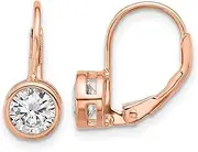 [JewelryWeb] 925 Sterling Silver Rose tone Bezel 5.5mm CZ Simulated Diamond Leverback Earrings 14.8x6.7mm Wide Stud Earring for Women
