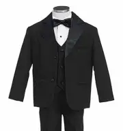 GINO GIOVANNI Boys Kids Black Usher Tuxedo Tux Dress Suit Set Size Baby To Teens